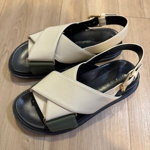 MARNI Fussbet Leather Sandals Bicolor Size 35
